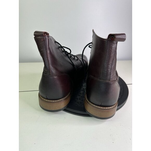 La Milano Mens Glenrock Cap Toe Boots Sz 14 Burgundy Lace Up Memory Foam - Picture 2 of 10